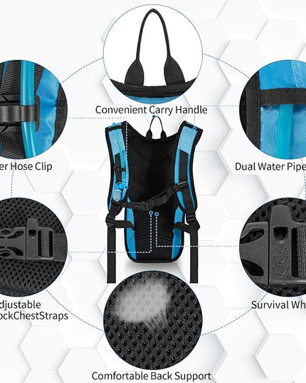 Hydration Backpack with Leak Proof Water Bladder, Lightweight Hydro Water Daypack for Rave, Cycling, Running, Hiking, Climbing