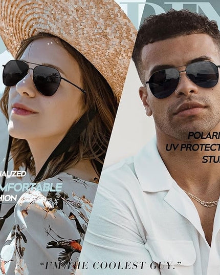 Joopin Polarized Metal Aviation Sunglasses Men, Classic Military Sun Glasses Women, Rectangle Shades UV400 Protection Costume
