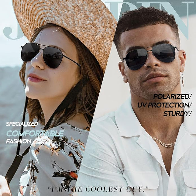 Joopin Polarized Metal Aviation Sunglasses Men, Classic Military Sun Glasses Women, Rectangle Shades UV400 Protection Costume