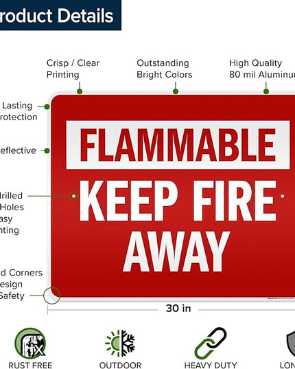 Flammable Keep Fire Away Sign, 24x30 Inches, 3M EGP Reflective .080 Aluminum, Fade Resistant, Made in USA by My Sign Center
