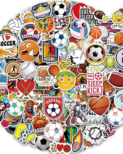 300 Pcs Sport Stickers for Kids, Sport Water Bottle Stickers, Vinyl Waterproof Laptop Sticker for Water Bottle, Bulk Sticker Packs for Boys Kids Classroom Prizes for Elementary Students