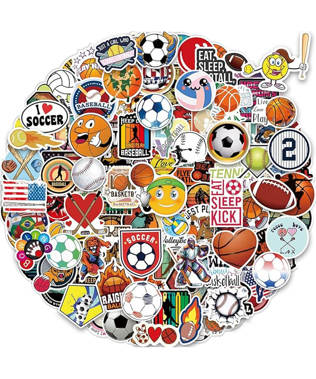 300 Pcs Sport Stickers for Kids, Sport Water Bottle Stickers, Vinyl Waterproof Laptop Sticker for Water Bottle, Bulk Sticker Packs for Boys Kids Classroom Prizes for Elementary Students
