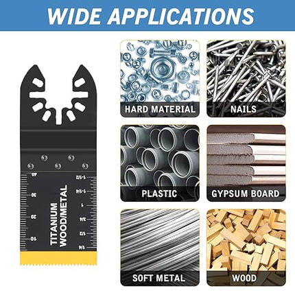 100pcs Oscillating Saw Blades Universal Wood Multitool Blades Quick Release Oscillating Tool Blades Kits Fit Porter Cable Black & Decker Rockwell Ridgid Ryobi Milwaukee Chicago Craftsman