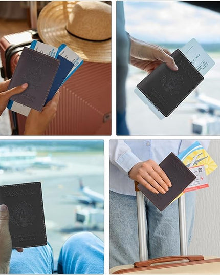 Shvigel Genuine Leather Passport Cover – Passport Holder for Men & Women – Crazy Horse Leather Travel Wallet Brown