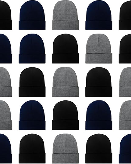 LYDTICK 25 Pack Winter Beanie Hats Bulk for Men Women, Wholesale Knit Beanies Cold Weather Skull Caps