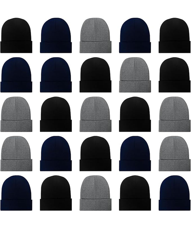 LYDTICK 25 Pack Winter Beanie Hats Bulk for Men Women, Wholesale Knit Beanies Cold Weather Skull Caps