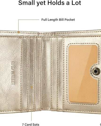 Lavemi Ultra Thin Small Compact Leather Womens Girls Wallets RFID Blocking Credit Card Holder for Women