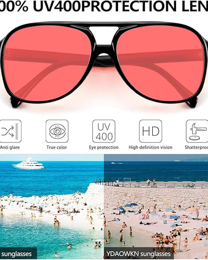 YDAOWKN Retro Aviator Sunglasses for Women Mens Large Frame Classic Vintage 70s Sun Glasses Aviators