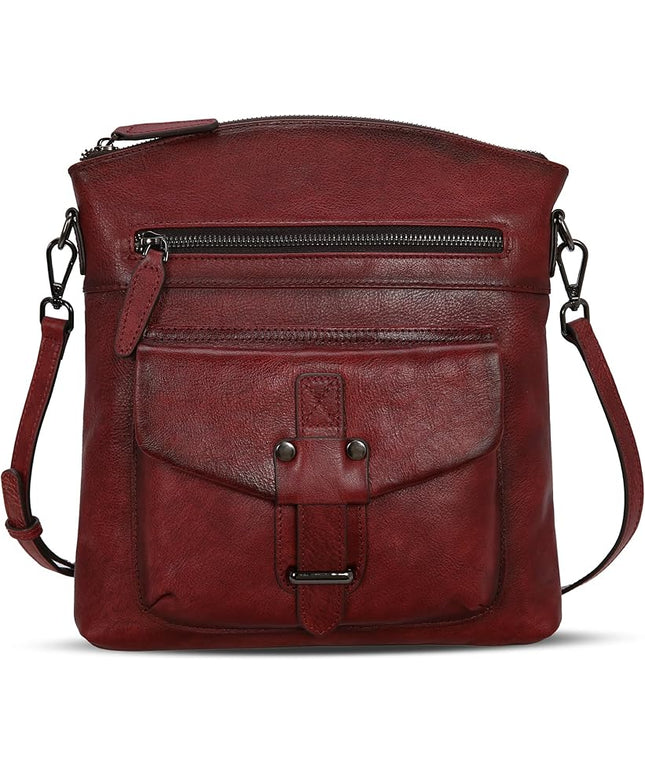 HESHE Leather Crossbody Bags for Women Satchel Purses Shoulder Purses and Handbags Cross Body Bag with Multi Pockets