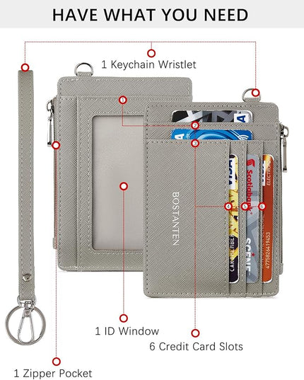 BOSTANTEN Small Wallet For Women RFID Leather Credit Card Holder Slim Wristlet Keychain Wallet With Zipper Pocket