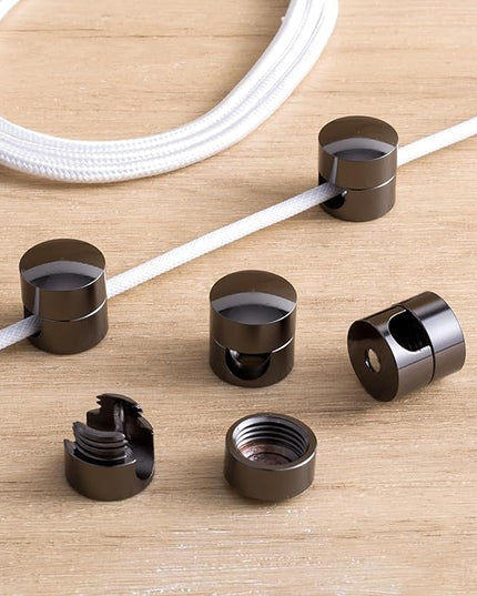 5 Sets Charger Holders for Cords, Black Adjustable Cable Anchor Holders, Adhesive Metal Cord Clips, Cable Management Wire Organizers for Desk, Office, Nightstand
