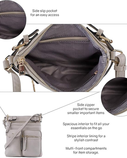 SG SUGU Katie Lightweight Medium Crossbody Bag Shoulder Bag with Multi Pocket for Women