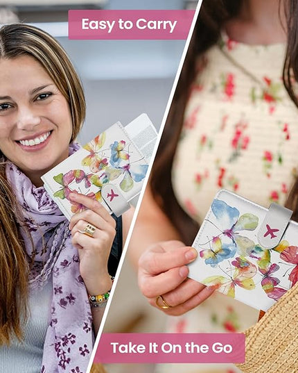 Passport Holder for Travel Essentials, RFID Blocking Leather Cover Wallet with Magnetic Closure, Aesthetic & Cute Passport Book Case for Women and Men - Butterfly