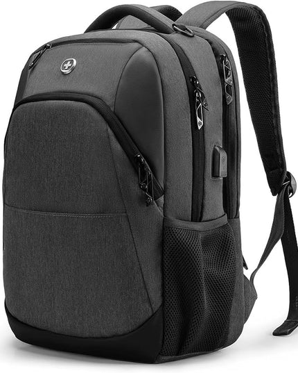 Swissdigital Design Travel Laptop Backpack for Men and Women, College Backpack with USB Charging Port for Fits 16 Inch Notebook, Grey | SD1670-02