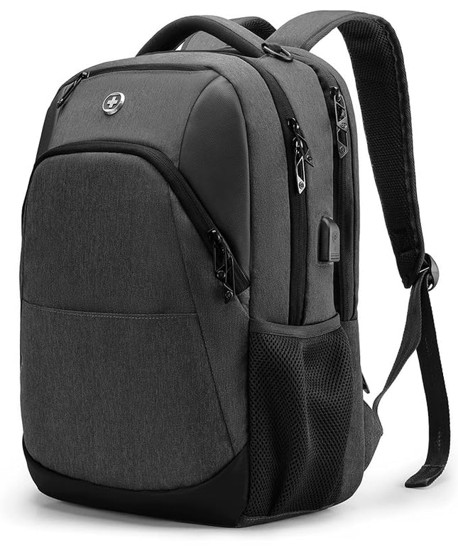 Swissdigital Design Travel Laptop Backpack for Men and Women, College Backpack with USB Charging Port for Fits 16 Inch Notebook, Grey | SD1670-02