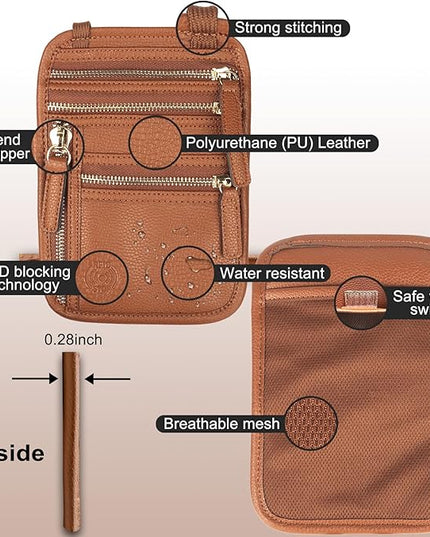 Sizobi Neck Wallet for Traveling Women Men, RFID Blocking Leather Passport Holder Travel Pouch, Family Travel Document Organizer Passport Wallets,International Travel Must Haves Travel Accessories