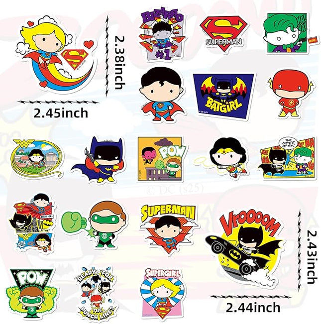 Superhero Stickers for Water Bottles – 50PCS Cute Cartoon Stickers for Kids, Teens, Adults – Waterproof Vinyl Decal Sticker for Laptop, Phone, Skateboard, Scrapbook, Party Favors, Gifts
