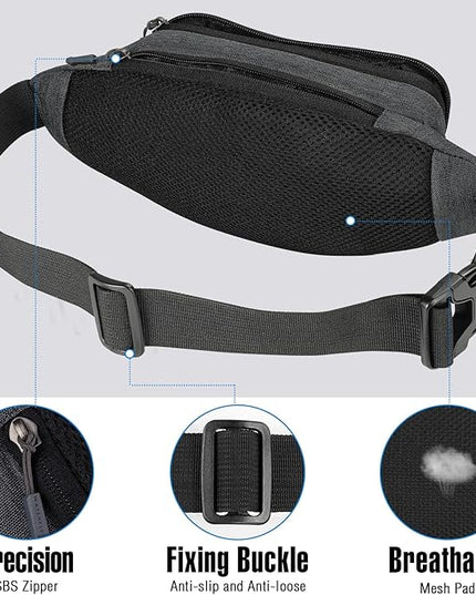 WATERFLY Fanny Pack Waist Bag: Small Hip Pouch Bum Bag Fannie Pack Phanny Fannypack Waistpack Bumbag Beltbag Sport Slim Fashionable for Jogging Hiking Hiker Woman Man