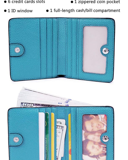 AINIMOER Small Leather Wallet for Women, Ladies Credit Card Holder RFID Blocking Women's Mini Bifold Pocket Purse