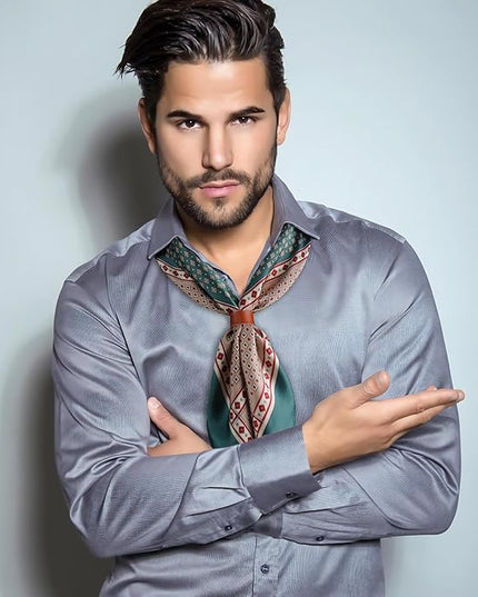 27.5 Inches Square Silk Feeling Neck Scarf for Men Necktie Silk Bandanas Pocket Square Cowboy Scarves