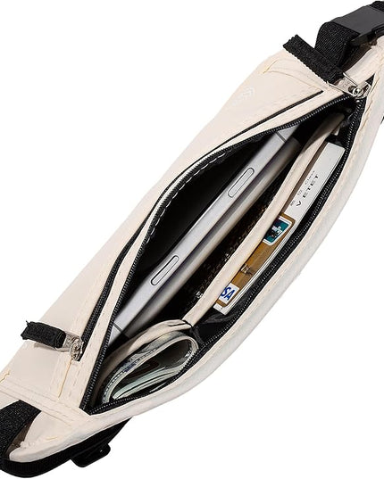 Money Belt - Slim Passport Holder RFID Blocking Travel Wallet Undercover Fanny Packs for Men Women - Beige