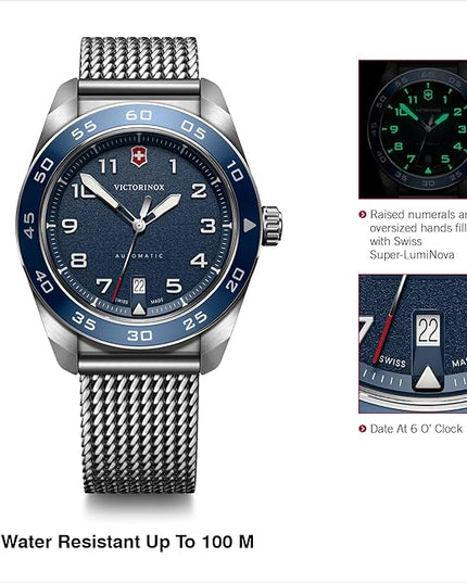 Victorinox Swiss Army Automatic Blue Dial Mesh Stainless Steel Watch 42mm - 242045