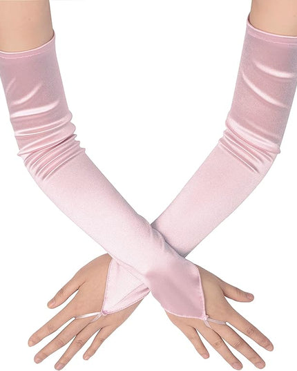 BABEYOND Long Opera Party 20s Satin Gloves Stretchy Adult Size Elbow Length