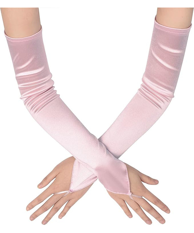 BABEYOND Long Opera Party 20s Satin Gloves Stretchy Adult Size Elbow Length