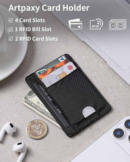 Artpaxy Slim Wallet for Men & Women, Minimalist Front Pocket Card Holder for Travel, RFID Blocking, Water Resistant Nylon Wallet for ID & Cash & Credit Card
