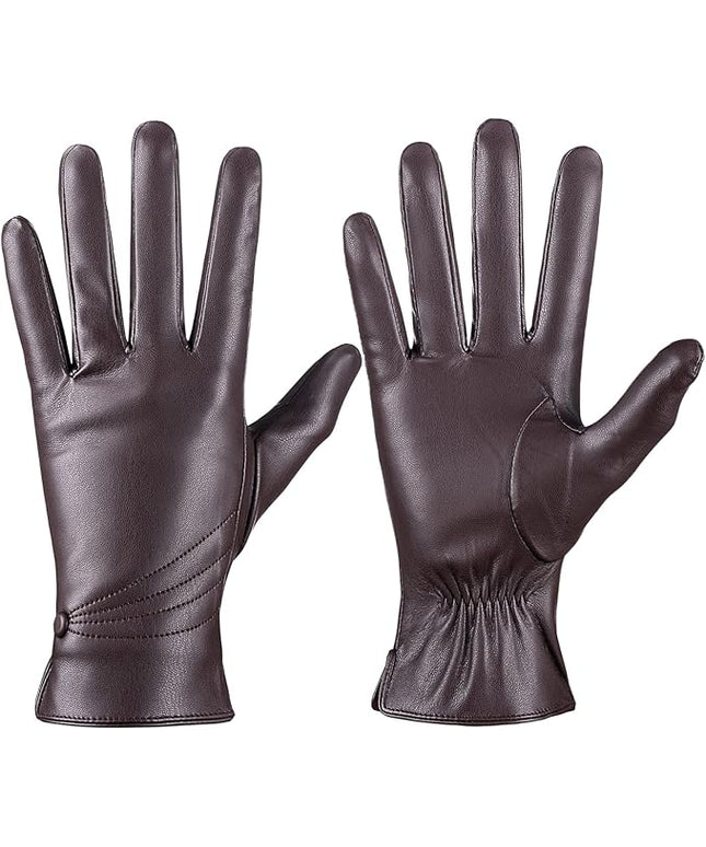 Winter Leather Gloves for Women, Warm Touchscreen Driving Texting Cashmere Lined Gloves…