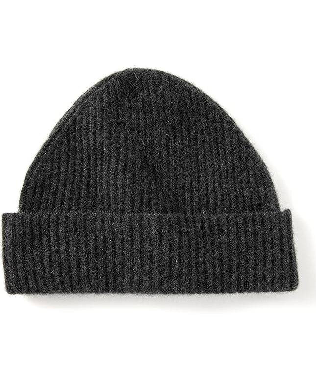Villand 100% Cashmere Ribbed Cuffed Hat for Men, Ultra-Soft Men's Pure Cashmere Winter Ski Beanie