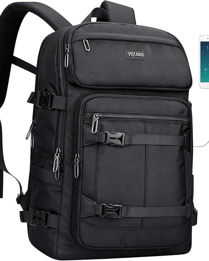 PIJUSHI Travel Backpack for Women Men Flight Aprroved Carry on Bag Large Casual Luggage Backpack Fit 16 inch Laptop(PE050 Black)