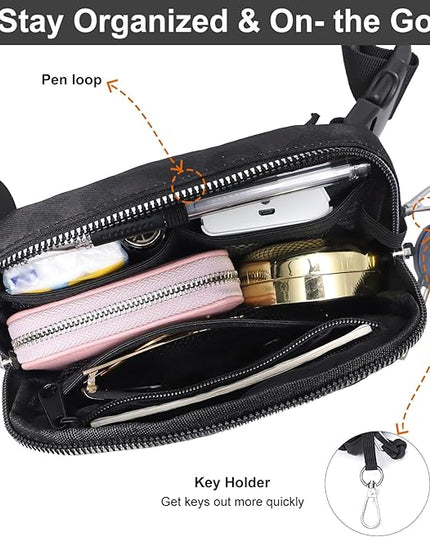 Mini Belt Bag for Women, RFID Small Fanny Pack, Womens Fashion Waist Packs with Extender Strap, Crossbody Bum Bags