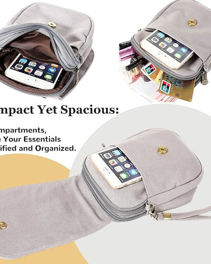 Goodhan Embroidery Canvas Crossbody Bag Cell phone Pouch Coin Purse for Women