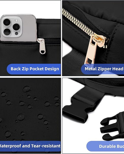 Belt Bag for Women, Cross Body Fanny Pack Fashion Waist Packs Everywhere Belt Bag with Adjustable Strap Gifts for Teen Girls Women Men (Black)