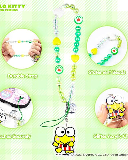iFace Hello Kitty and Friends Beaded Wristlet Universal Phone Charm Strap - Cute Wrist Chain Lanyard Aesthetic Decor Strap for Cell Phone Camera Keys AirPods Keychains