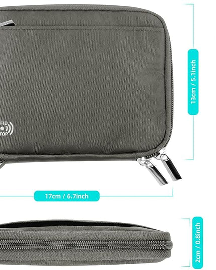 WALNEW Passport Holder Family for 4, RFID Blocking Travel Wallet Women Men, Lightweight Zipper Document Organizer Pouch Bag Credit Cards Case Cover for Travelling