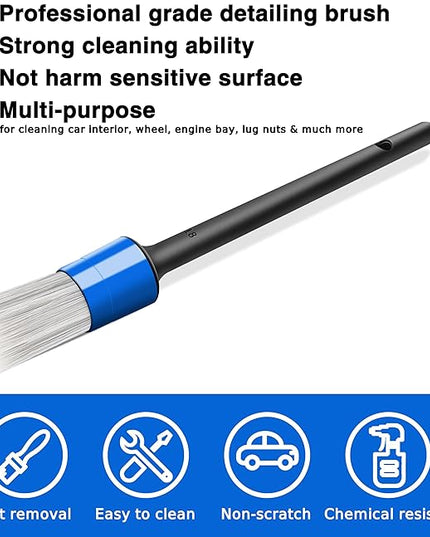 10pcs Car Detailing Kit, Premium Detailing Brush Set Includes 5 Soft Car Detailing Brushes, 3 Wire Brush, 2 Air Vent Brush for Cleaning Car Interior and Exterior Detailing, Blue