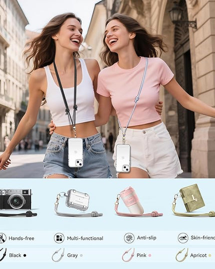 Anti-Theft Phone Lanyard Crossbody & Wrist Strap | 2 Phone Tabs, Secure Lock Design | Universal for All Phones | Adjustable Strap with Premium Metal Buckles | Skin-Friendly Nylon