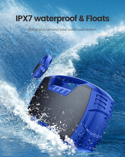 Houl Zallee IPX7 Waterproof Bluetooth Speaker, 40W (60W Peak) Portable Wireless Speakers, 32H Playtime, Stereo Loud Sound, Deep Bass, Bluetooth 5.0, Built-in Mic for Camping, Party, Gifts, Beach-Blue
