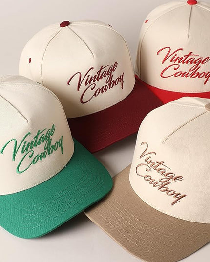 MIRMARU Two-Tone Vintage Canvas Trucker Hats for Men & Women, Adjustable Size Baseball Caps with Trendy Embroidered Design