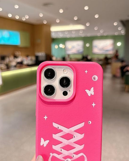 Elegant Lovely Bow Phone Case for iPhone 13 Pro Max, Stylish Ballet Ribbon Girly Cover with Wrist Strap, Aesthetic Soft Pink Tone, Designed for Women and Girls