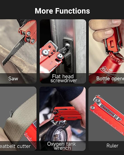 NEXTORCH PIONEER MT20 14-IN-1 Multi-tools Full-Size,Versatile Multi-tool Set with Scissors Needle Nose Pliers Pocket Clip Multi-tool (RED with Glass Breaker)