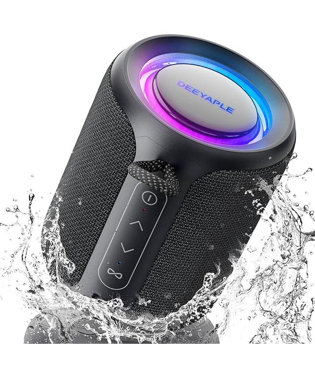 Bluetooth Speaker Wireless,IP67 Waterproof & Dustproof Portable Speaker with Lights,15W Loud Stereo Sound, 2500mAh Battery All Day Playtime, TWS Pairing, BT5.3, Home/Party/Outdoor/Beach (Black)
