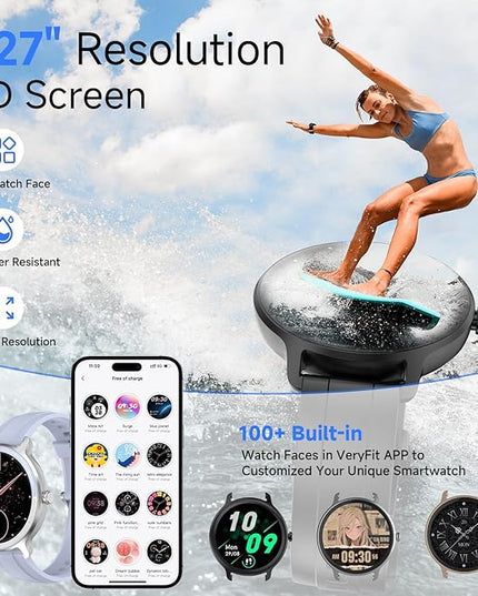Smart Watches for Women Men 1.27" HD Fitness Tracker with Heart Rate/Sleep/Step/SpO2 Monitor, IP68 Waterproof Watch for Android iOS(Blue)