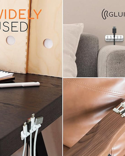 GLUIT Adhesive Desktop Cable Organizer Versatile Cord Holders Wire Clips and Cable Holder Cord Organizer for Desk Table Accessories Office Spaces New White 5 Pack