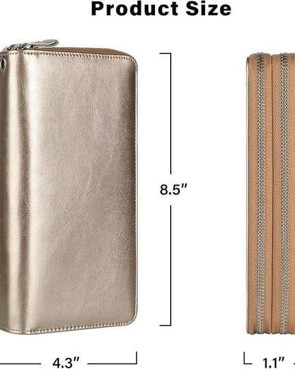Lavemi Small Compact Women Wallet RFID Blocking Genuine Leather Bifold Purse with ID Windows