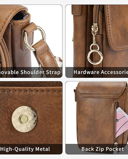 APHISON Small Crossbody Bags for Women Trendy, Leather Phone Wallet Purses Handbags Card Slots with Adjustable Guitar Strap