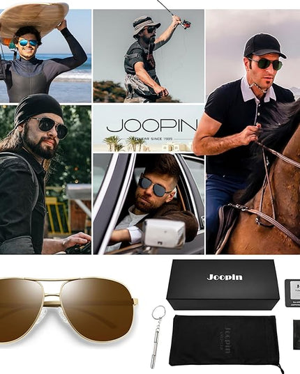 Joopin Polarized Metal Aviation Sunglasses Men, Classic Military Sun Glasses Women, Rectangle Shades UV400 Protection Costume
