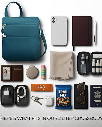 Travelon Anti-theft Classic Slim Double Zip Crossbody